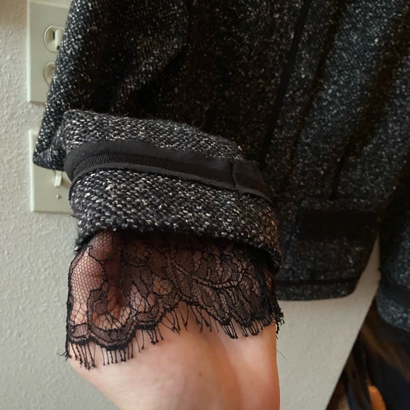 Rebecca Taylor Tweed Blazer with Lace and Detailed Piping, Rouched back - Picture 7 of 10